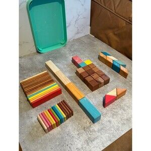 Tegu blocks 63 pc lot of magnetic blocks wooden Montessori  magnet rainbow block